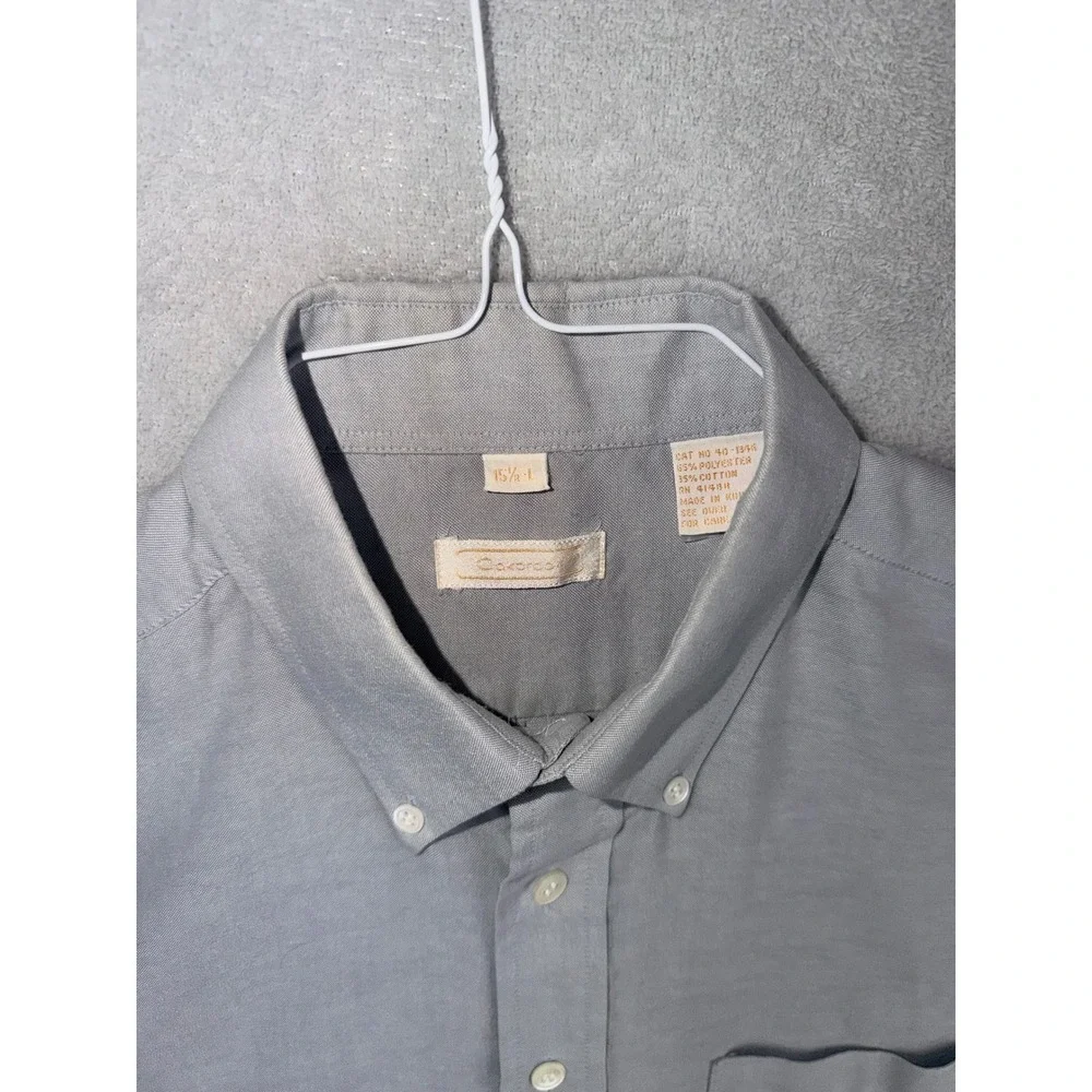 Oakbrook Mens 15.5X34 Gray Button Down Dress Shirt Long Sleeve Cotton‎ Blend